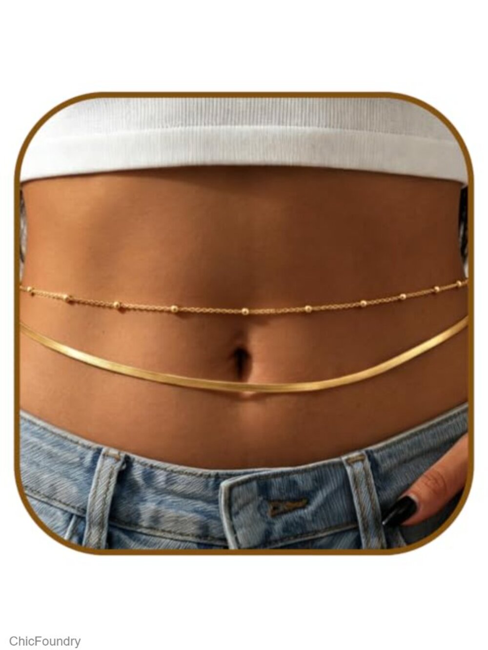 Women's Gold Waist Chain Layered Body Chains Adjustable Belly Jewelry